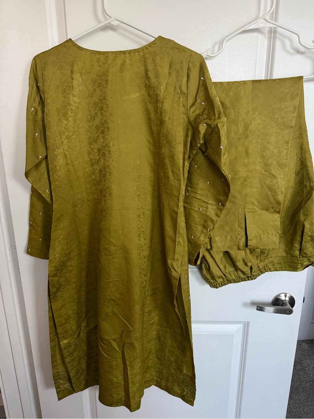 Olive Green Embroidered Tunic Set
